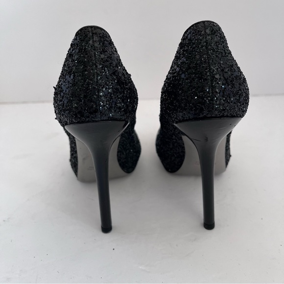 Miu Miu Prada Size 38 Black Glitter Round Toe Heels Pumps - Picture 13 of 16